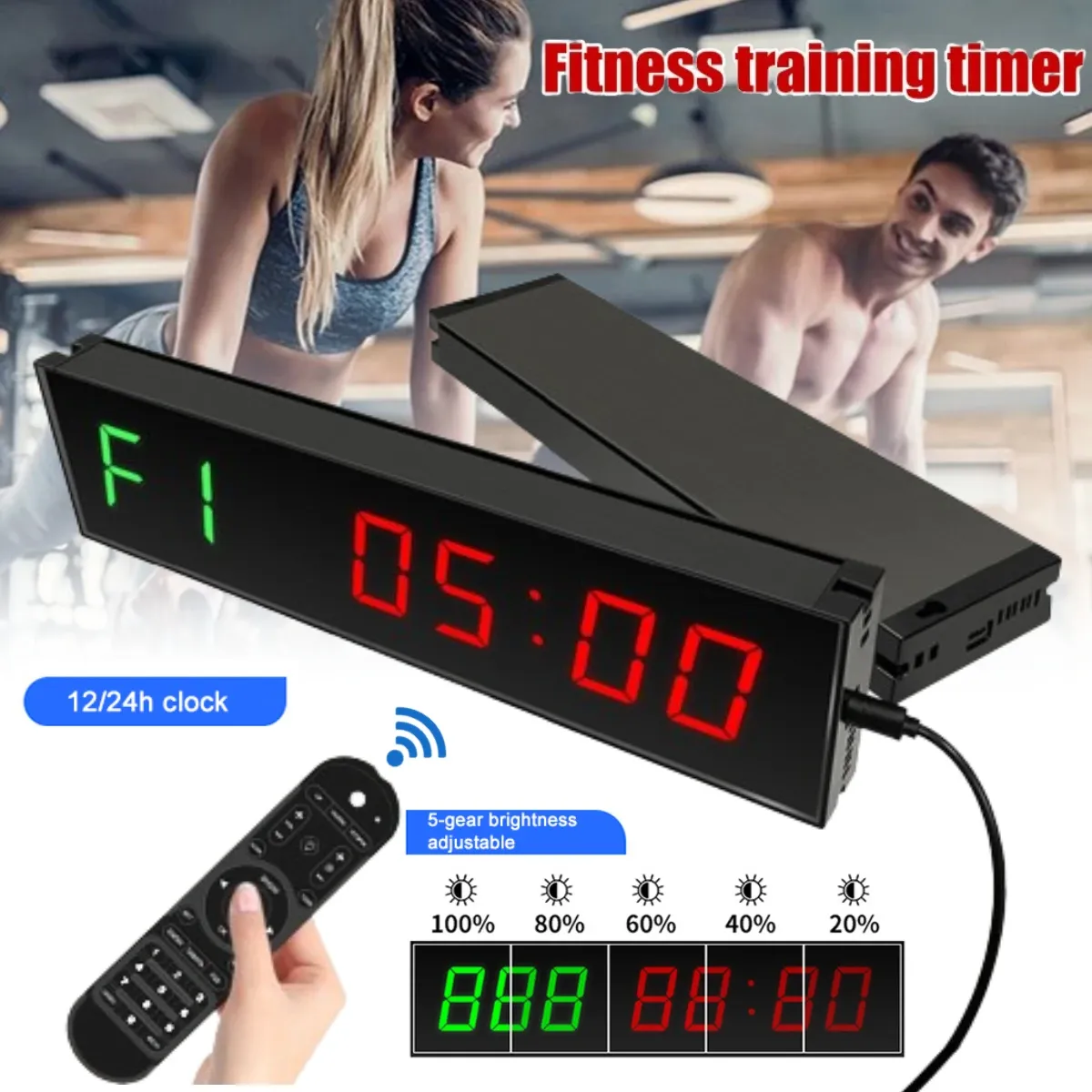 Klockor Metal Gym Timer Digital Countdown Clock Stoppur med fjärrkontroll Timerklocka för hemmet CrossFit Stopwatch Fitness