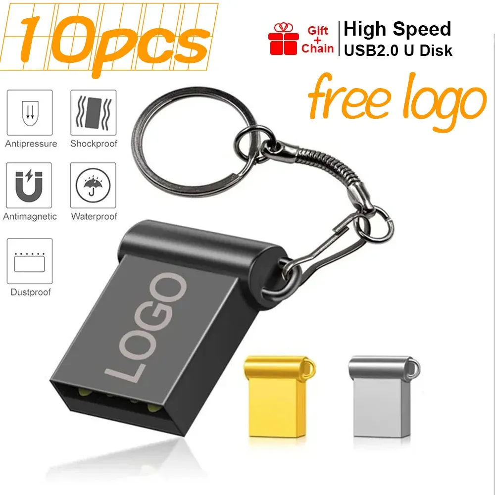 Drives 10PCS Mini USB Sticks 4GB 8GB Creative Pen Drive 16GB 32GB HighSpeed USB Flash Drive 64GB Free Logo Publicity Gift USB Stick