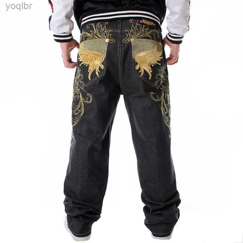 Jeans masculin nanaco mens en vrac jeans larges à pattes brodées de skateboard hip hop jeans de poche grande taille 30-46l244