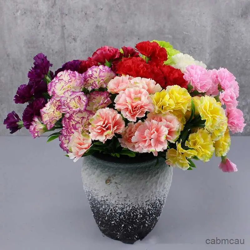 Dried Flowers 10 Heads Artificial Carnation Home Decoration Multi Color Beauty Silk Fake Flower Especial For Wedding And Festival Decoration