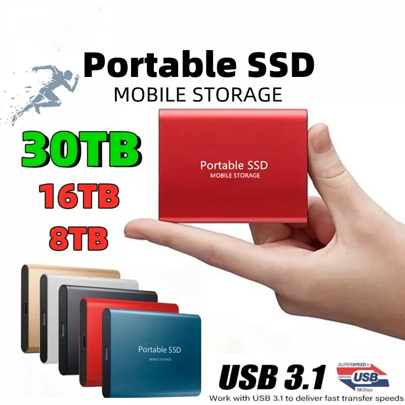 Boîtes à haute vitesse SSD 2TB Mobile Solid State Disques durs USB 3.1 2 To 4 To 8 To 16 To Drive du disque dur SSD Stockage externe pour ordinateur portable pour ordinateur portable