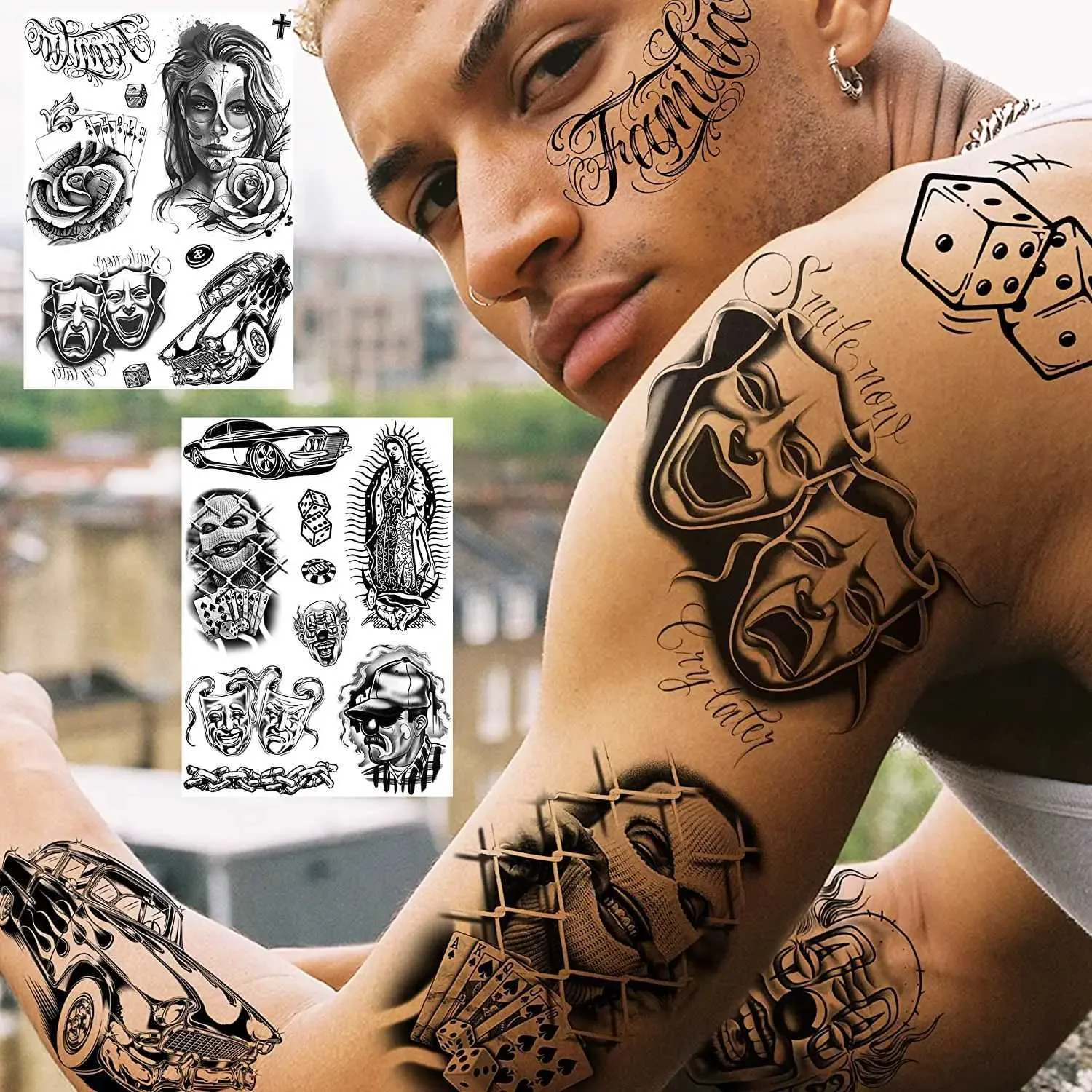 Tattoo Transfer 6 Sheets Large Chicano Temporary Tattoos for Men Women  Adult Guadalupe Mexican Skull Halloween Decoration from Dhgate Tattoo  Transfer - price 1.55, image size:1500x1500