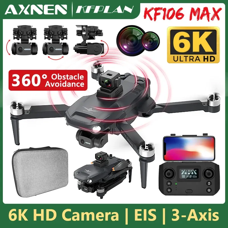 DRONES 2022 NOWY KF106 MAX DRON GPS 6K Profesjonalny 3osiowy Gimbal HD 4K 8K Dron 5G WiFi FPV Zdalnie Sterowany Quadcopter Drony