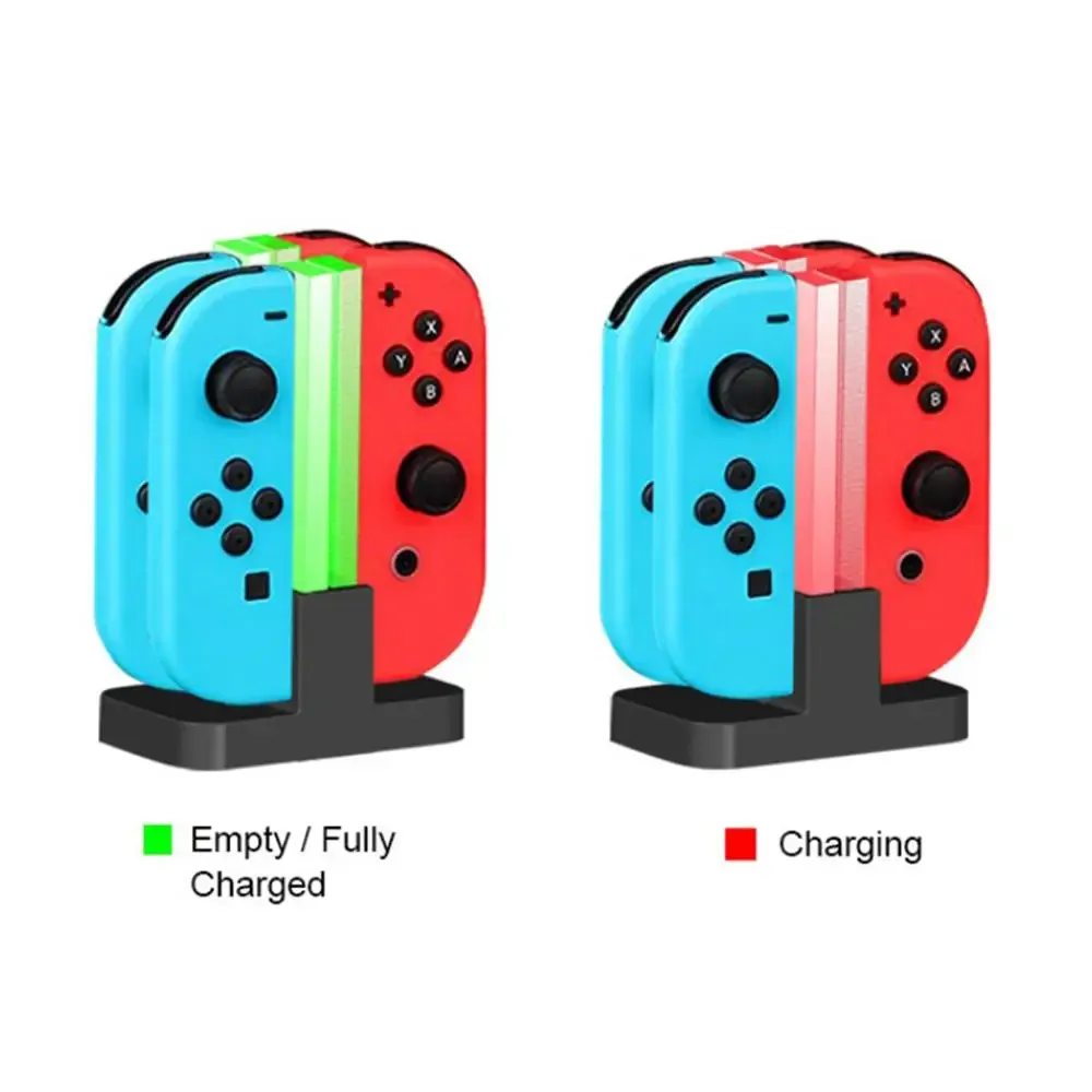 Chargers LED ŁADOWANIE STACJA STACJA ŁADLA DO NINTENDO Switch 4 kontrolery Joycon 4 w 1 Stojak ładujący dla Nintendo Switch NS