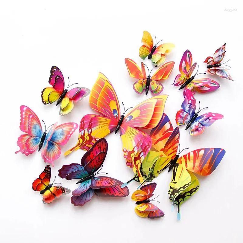 Wall Stickers Style 12Pcs Double Layer 3D Butterfly Sticker On The Home Decor Butterflies For Decoration Magnet Fridge