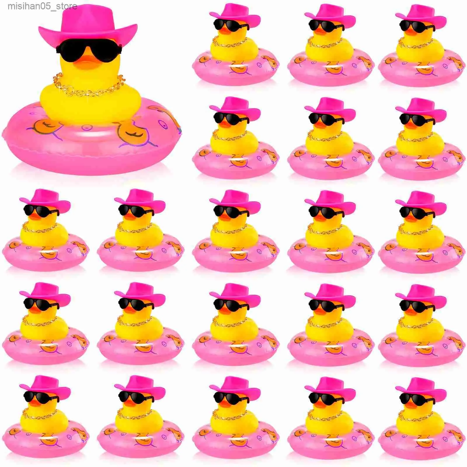 Sable Play Water Fun 12/26 / 36pc Cowboy Rubber Duck Bulk Mini Car Yellow Duck Bath Toy Party Collier Discount Lunettes de soleil Duck Car Dash Dash Toard Q240426