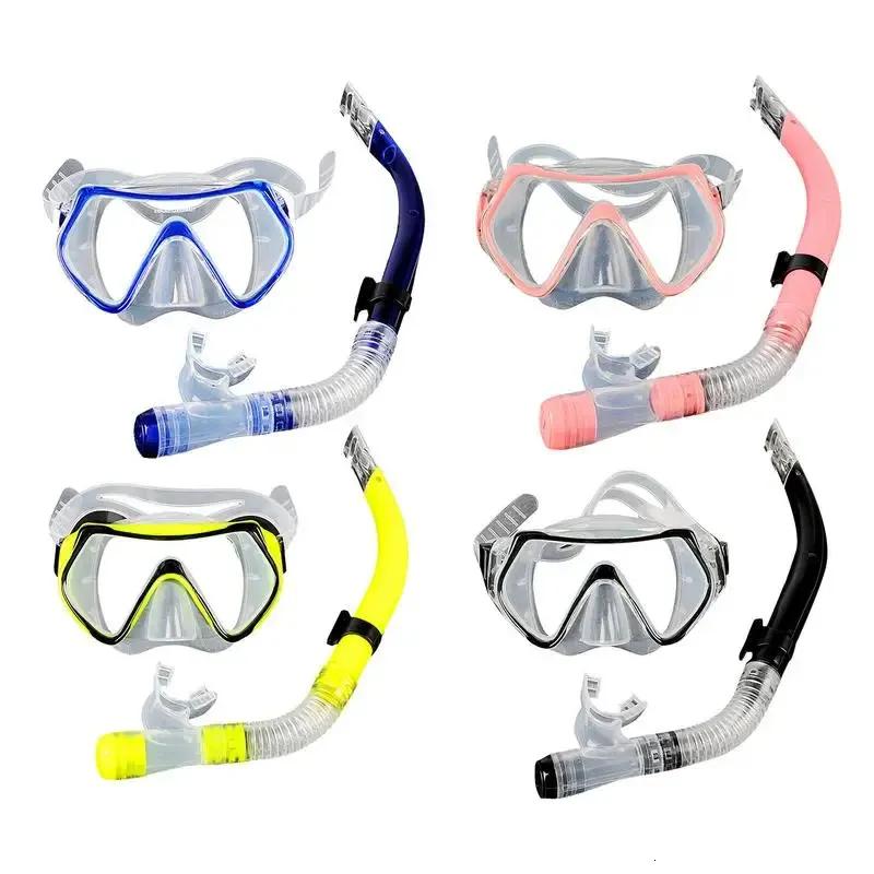 Scuba Diving Masks Snorkeling Set Adult Anti-Fog Anti-Leak Dry Snorkel Set Goggles Glasses Swimming Pool Equipment 3 Colors 240422