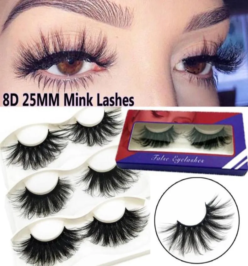 1 Pair 25MM 8D Mink Hair False Eyelashes Multilayered Crisscross Thick Eyelashes Natural Soft Wispies Fluffy Lashes Eye Makeup4890892