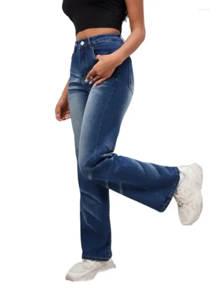 Jeans féminins 2024 Spring High Fashion Slim pour les femmes Street Street Stretch Denim Junes droites Pantalons féminins S-2xl