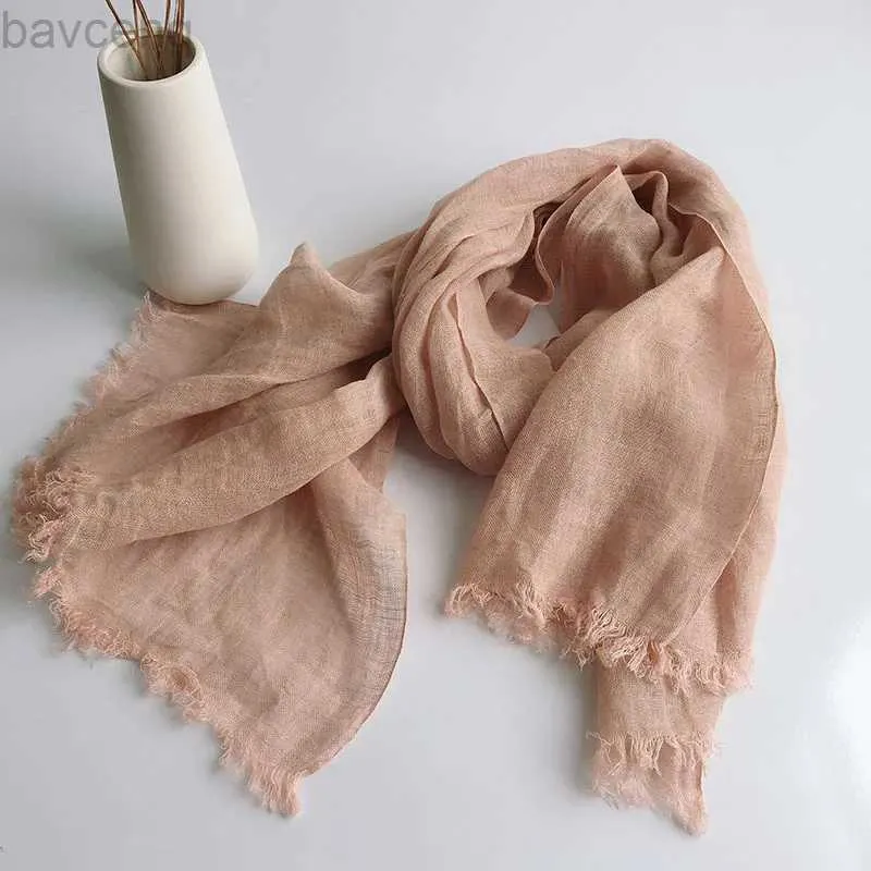 Shawls Linen Felfs for Ladies Solid Color Muçulmano Hijab Hijab Turbans Hijab para Mulheres D240426