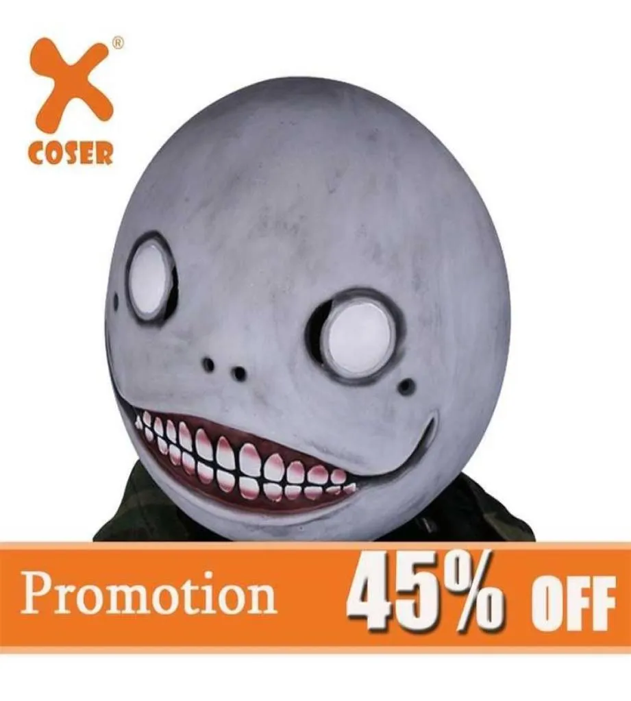 XCOSTUME NIER Automate Emil Mask Grey Latex Mask Head Hood Grey Mask pour Halloween Cosplay High Quality T2005092258010