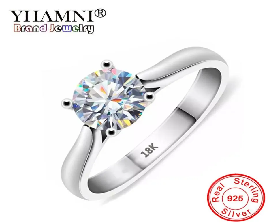 With Certificate Luxury Ring 18K White Gold Solitaire 8mm 20ct Zirconia Diamond Wedding Rings for Women Sterling Silver 925 Jewel9527808