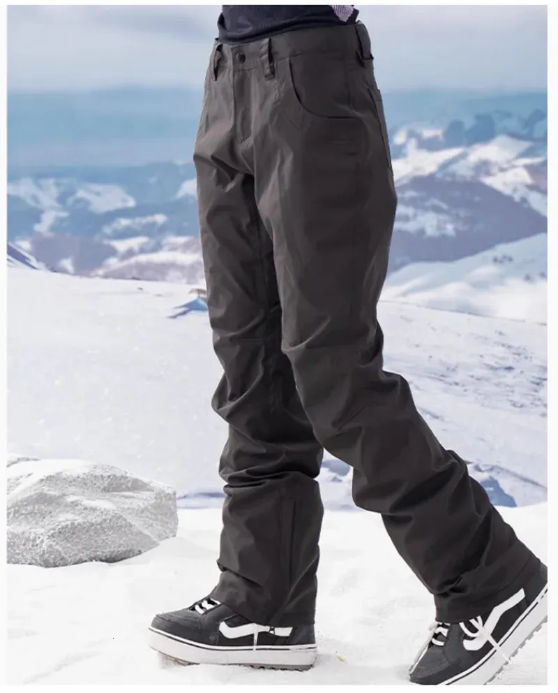 Mens Slim Fit Snow Pants Warm Outdoor Trousers, Waterproof