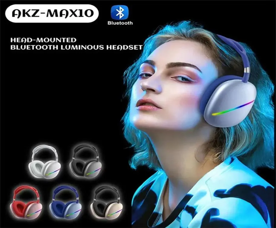 Max10 سماعات الرأس Lightemitting Bluetooth سماعات الرأس الثقيلة Max Wireless Headset Sport Headbuds8724407