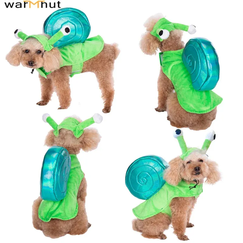 Parkas Warmhut New Dog Cat Snail Costumes Funny Pet Halloween Christmas Cosplay Dog Hoodie Clothes Party kostymkläder för valphundar