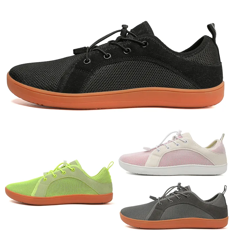 Livraison gratuite hommes femmes chaussures de course à lacets à lacets à plat respirant gris gris noir rose vert mens entraîneurs sport sneakers gai