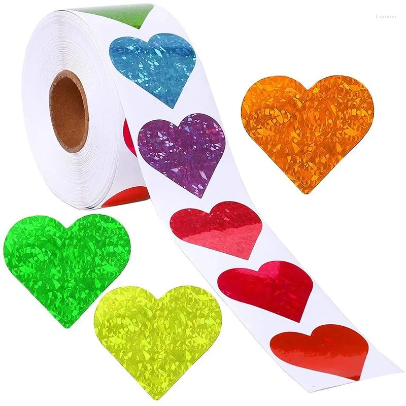 Opakowanie prezentów 500pcs/Roll Sticker Etykieta Naklejki na serce na Walentynki Dekoracyjne miłosne etykiety ślubne