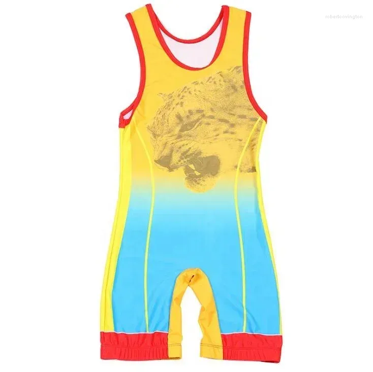 Abbigliamento da ginnastica wrestling canottiere adattata a boxe triathlon da un pezzo da corpi iron uomo sportivo fitness skinsuit powerlifting.