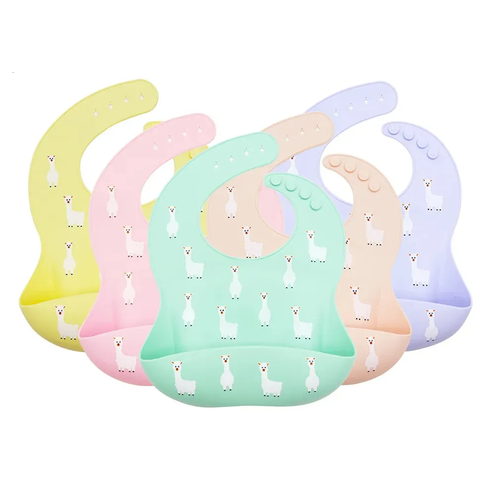 10pcs / lot bébé imperméable Silicone Bib Food Grade Saliva Serviette Childrens Traine et repas en gros 240422