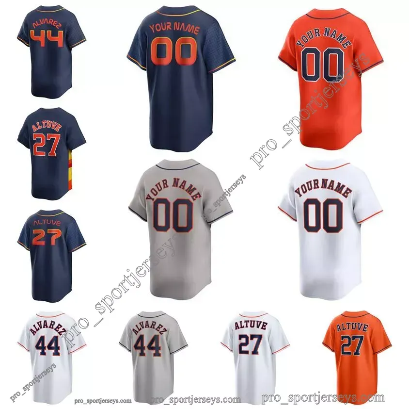 Houtsons Custom Baseball Jerseys Jose Altuve Yordan Alvarez Alex Bregman Nolan Ryan home away jersey men women Youth S-3XL