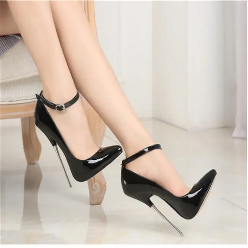 Boots Women's high heels Sexy summer clothes shiny surface color solid heel good Pointed material high heels woman Size 3544