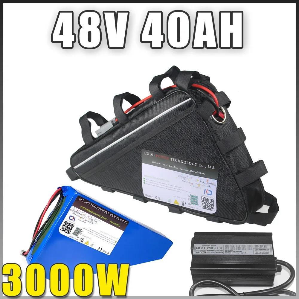 Part Triangle electric bike 1000W 2000W 3000W 48V 20Ah 40Ah ebike battery pack For 48v Bafang 8fun mid center drive motor bateria