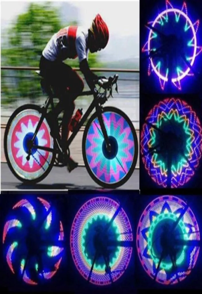 New 2 Side 32 LED 32 Mode Night Waterproof Wheel Signal Lamp Reflective Rim Rainbow Tire Bikes Bicycle Fixed Spoke Warn Light6998104