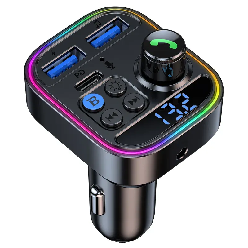 T18 Wireless Bluetooth Car Adapter Bluetooth 5.3 FM Transmitter AUX Radio Receiver MP3 Player Handsfree Call Type-C USB PD Car 