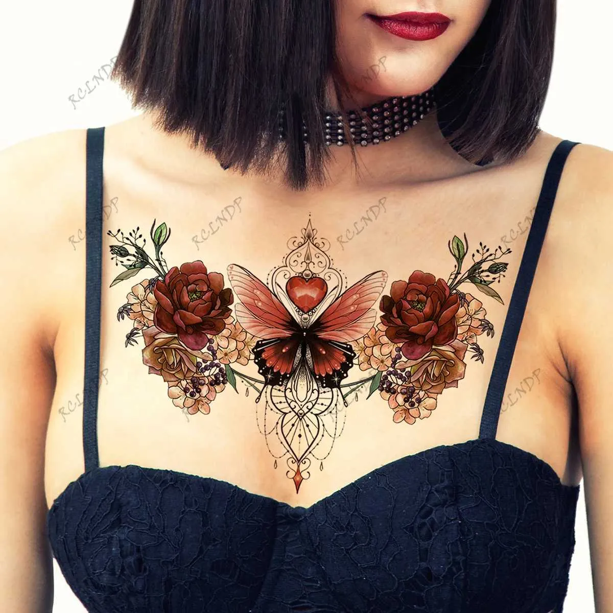 Trasferimento tatuatore impermeabile tatuaggio temporaneo adesivo sexy farfalla fiore falso tatto flash tatoo tota