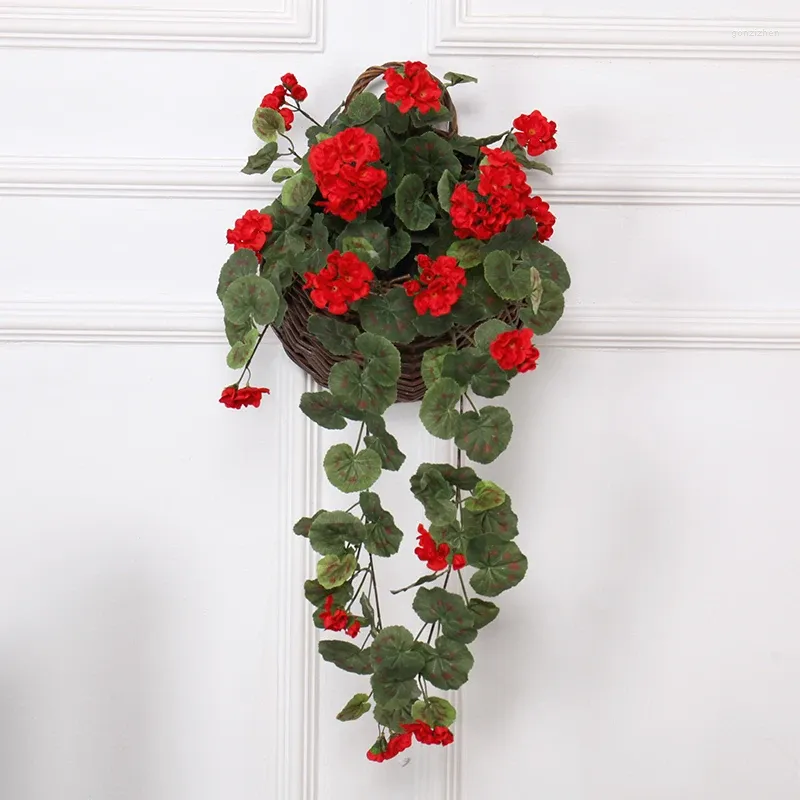 Flores decorativas 1 Flor artificial Begonia Begonia Bouquet Rattan Cesta de seda Pared colgante Garra Garland Decoración de la boda del hogar