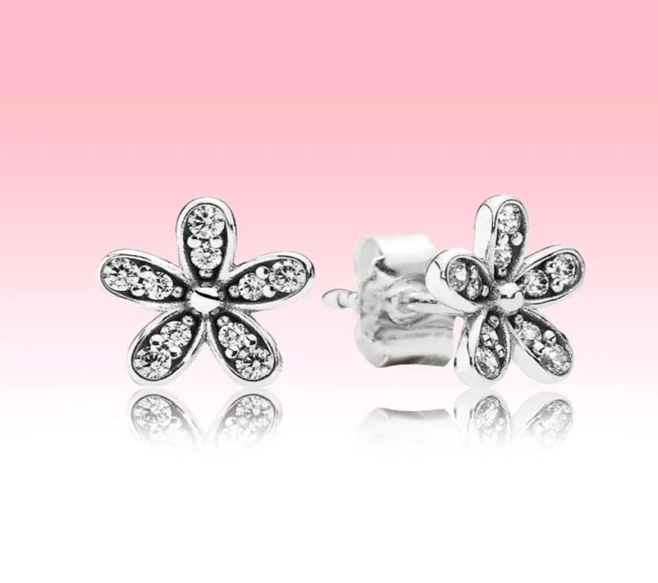 925 Boucle d'oreille en argent sterling femmes bijoux d'été CZ Boucles d'oreilles en diamant Boîte d'oreille pour p éblouissant Daisies Oreillet Set1288223