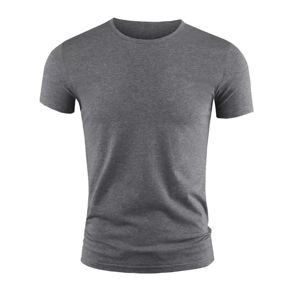 Herren Basic T -Shirt Feste Farbe kurzärmelige T -Shirts Sommer einfach lässige Fitnessstudio Muskel Crew Hals Schlanke Fit Tops T -Shirts Männliche Kleidung 240419