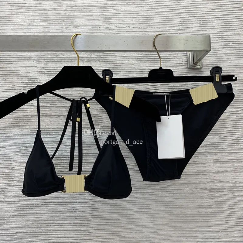 Designer Split Bikini's Black Swim Bra Briefs Set Brand Swimwear Zomer Split zwempak Printing Beach Sexy Buiten Buiten Buiten zwembad Badpak