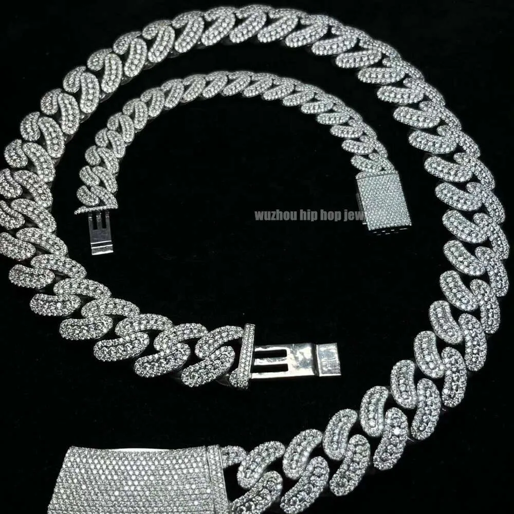 Crazy Hiphop Chain 20mm Width Box Clasp Sterling Silver 925 Pass Diamond Tester Iced Out Ideal Cut Moissanite Cuban Necklace