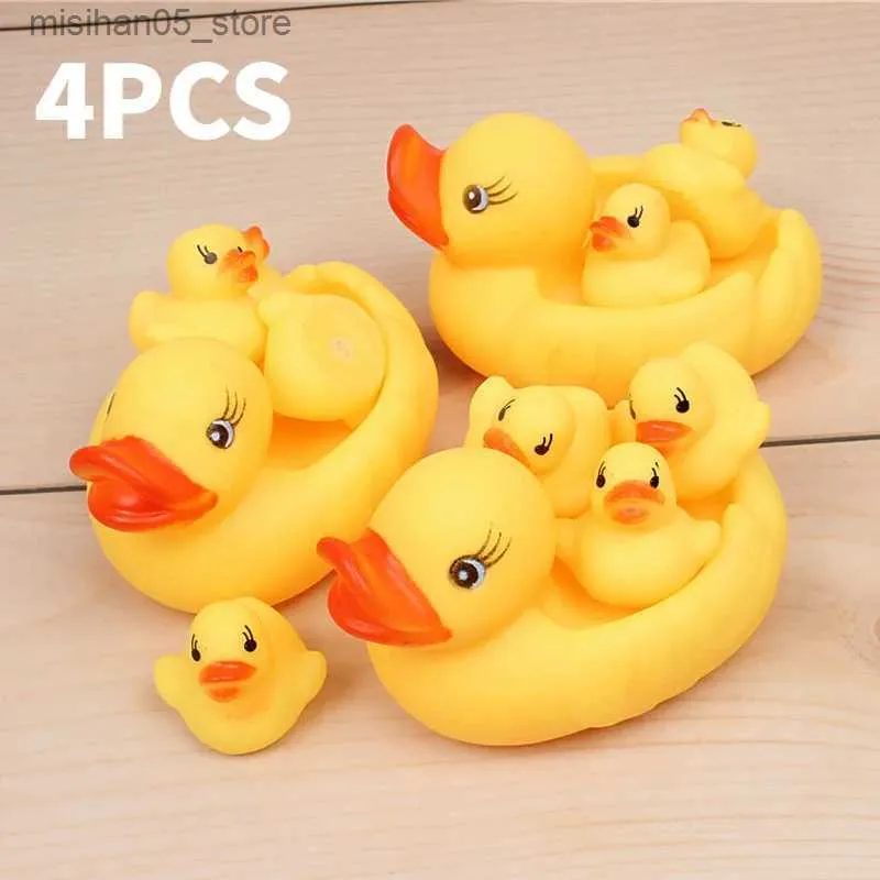 Sand Play Water Fun Fun 4 Duck Duck Cine Baby Toys Baby Toys Little Giallo Anatra con Squeezing Sound Vibrato Giove Mormo Gueri per bambini Gift per bagno estivo Q240426