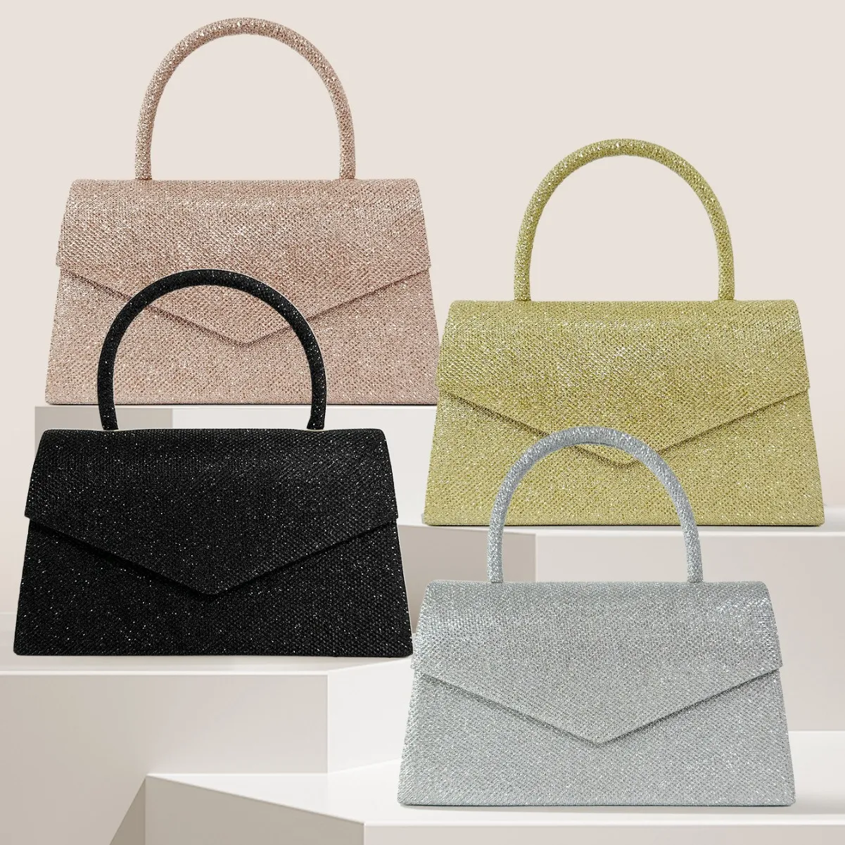 Source Manufacturer's New Ready-made Cross-border E-commerce Women's Handbag, Colorful Glitter Fashion Evening Bag