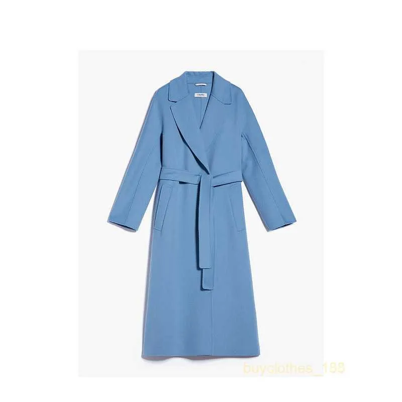 Designer Coat Women's Coat Luxury Brand Coat Cashmere Coat Wool Blend Travel Laid-back Relaxation Urban Beauty Fashion Trend MAXMARA Trumpet Wool Coat Sky Blue