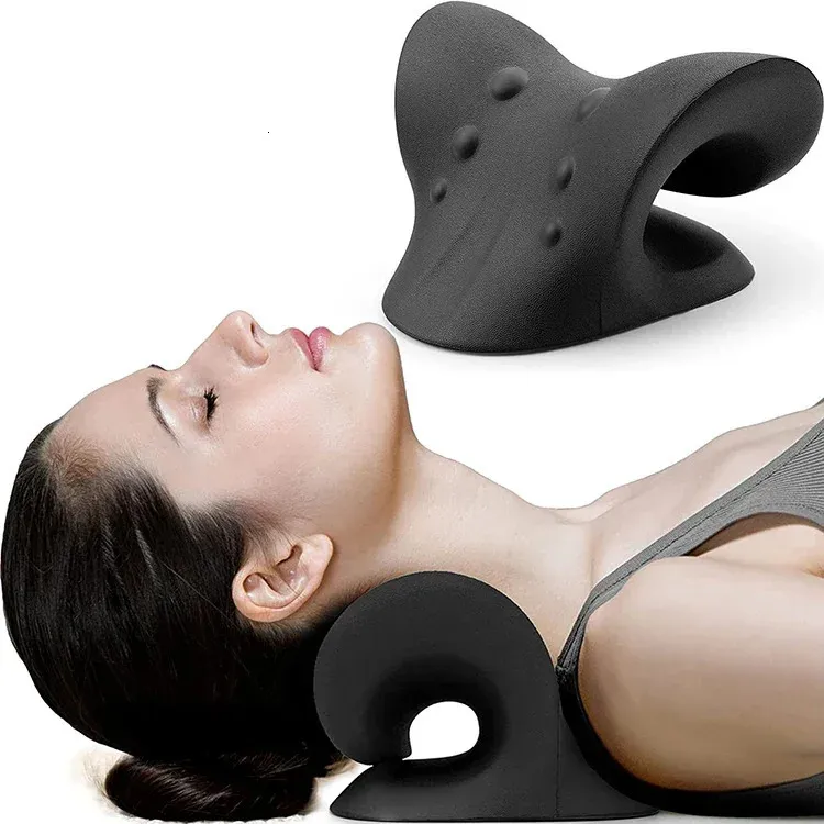 Neck Shoulder Stretcher Relaxer Cervical Chiropractic Traction Device Pillow for Pain Relief Spine Alignment Gift 240416