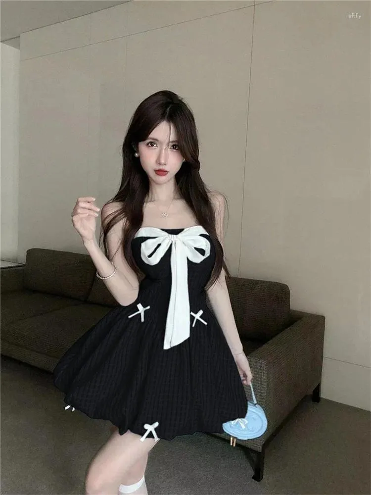 Korean Style Strapless Bubble Dress for Women with Bow Detail Short Summer Casual Black White from Dhgate Basic & Casual Dresses - price 50.02 Korean Style Strapless Bubble Dress for Women with Bow Detail Short Summer Casual Black White from Dhgate Basic & Casual Dresses - price 50.02