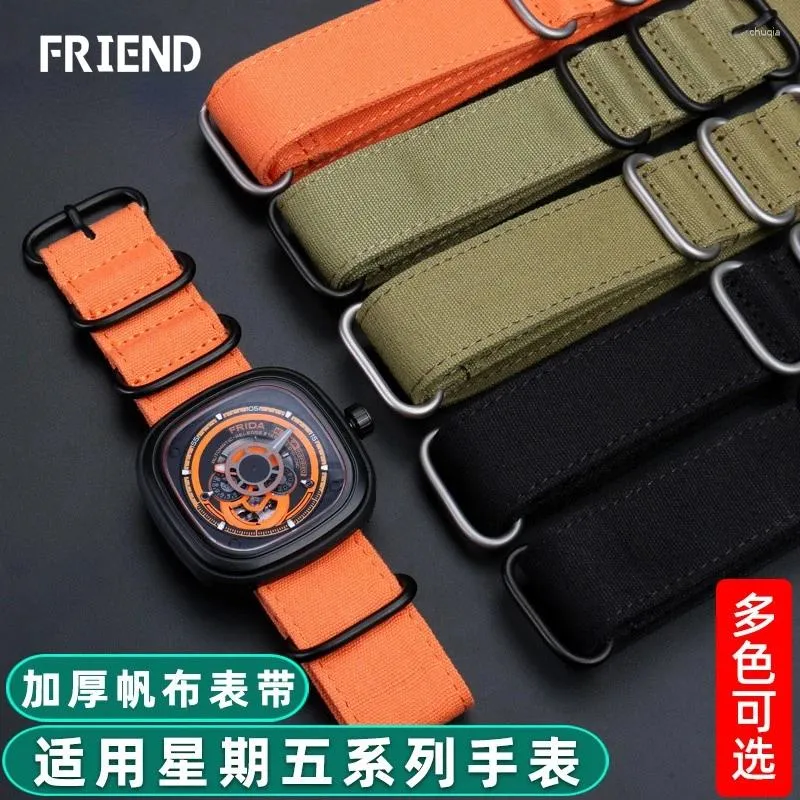 Watch Bands Fit Friday T1/T2/M2/M3 P2B/P3/Q2 Nylon Canvas Strap 26 28mm