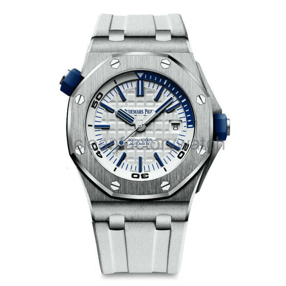 Piquet lyxiga mode Audemar APSF Royals Oaks armbandsur AudemArrSp Box Certificate Series Precision Steel Automatic Machinery Men's Watch 15710st White Blue