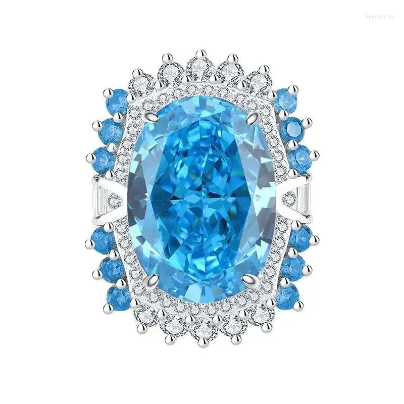 Anelli a grappolo Fashion S925 SIGILTÀ SET Diamond ad alto contenuto di carbonio con gioielli blu jadeite 13 18 Ring Women's Wedding Wholesale all'ingrosso