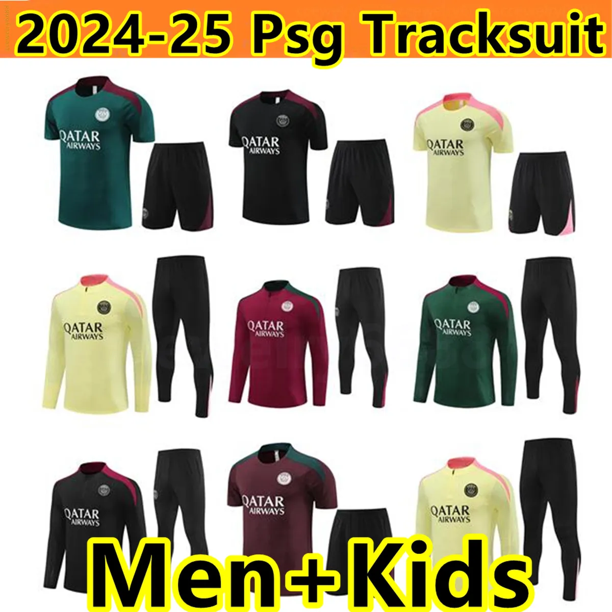 2024 2025 PSGES Suite de formation de football de survêtement 24 25 Veste de survêtement de STUTA MAILLOT Paris Mbappe Hommes et enfants Kit Jogging Jogging survivant Chandal