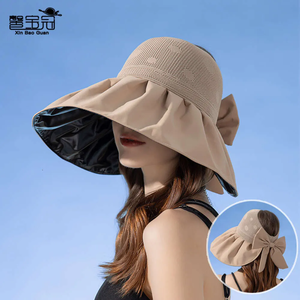 8242 Czarna guma Big EAF Hat Ochrona przeciwsłoneczna moda Koreańska wersja Bow Fisherman Hat Summ