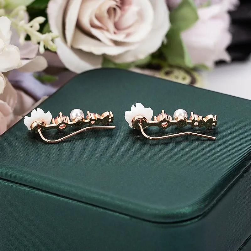Popularny projektant kwiatowy liście kolczyki dla kobiet dziewczęta Koreańska moda kryształowy kolczyki na imprezowy bankiet Prezent biżuterii
