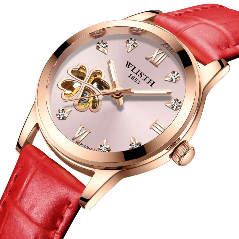 WLISTH New Clover Women's Watch Waterproof and Fashionable Hollow Fully Automatic Mechanical Watch Belt Women's Watch Night Glow Women's Watch