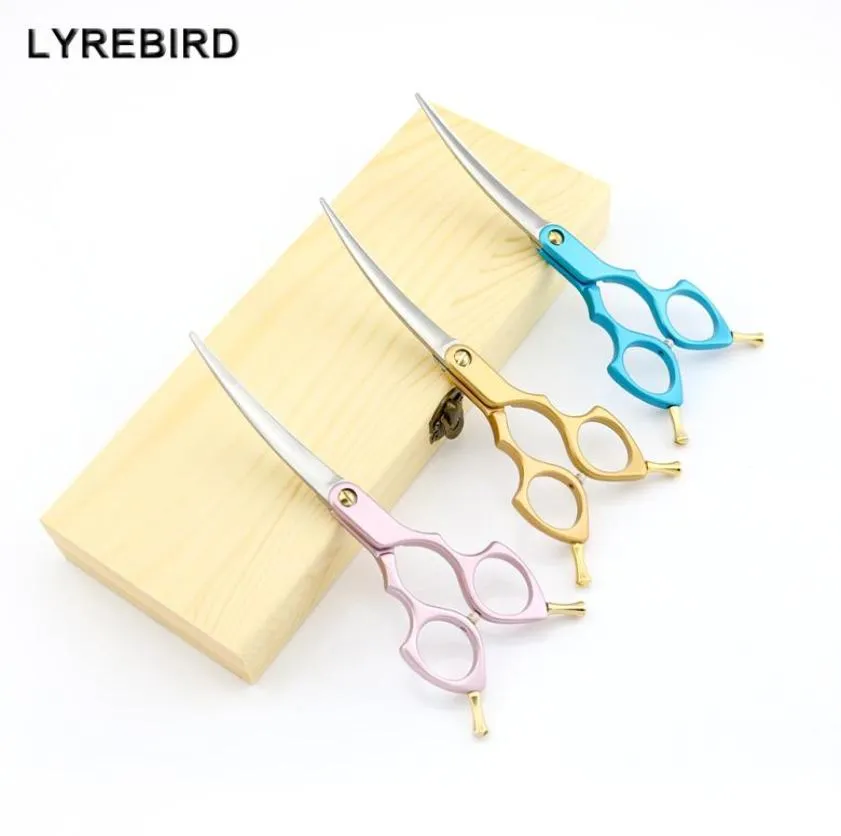 Lyrebird TOP CLASS pet Cosmetic Scissors 6 Inch Curved Scissors Pink Golden or Blue Handle Japan 440C High quality NEW6825269