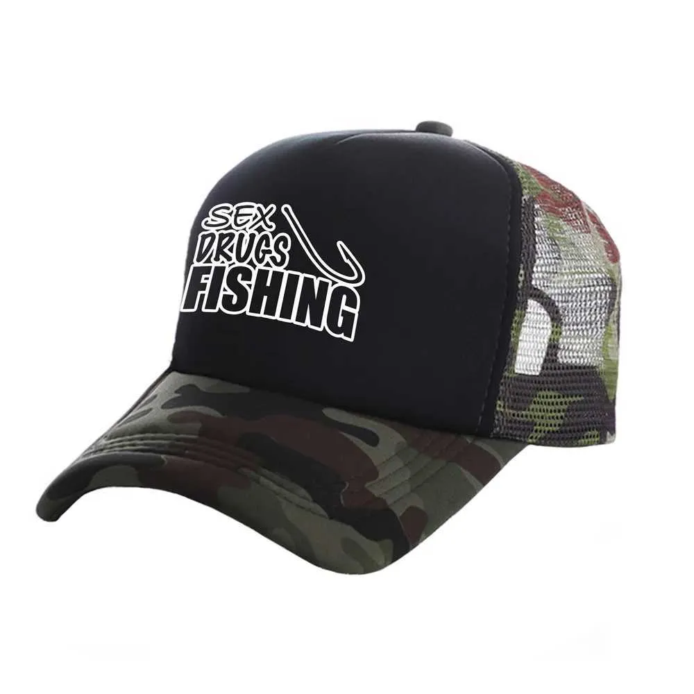 Fishing Trucker Hat Mesh Cap Adjustable Snapback Outdoor Sun Protection SHOHELL Trucker Hat - Adjustable Snapback Hat, Baseball Cap  main image 4