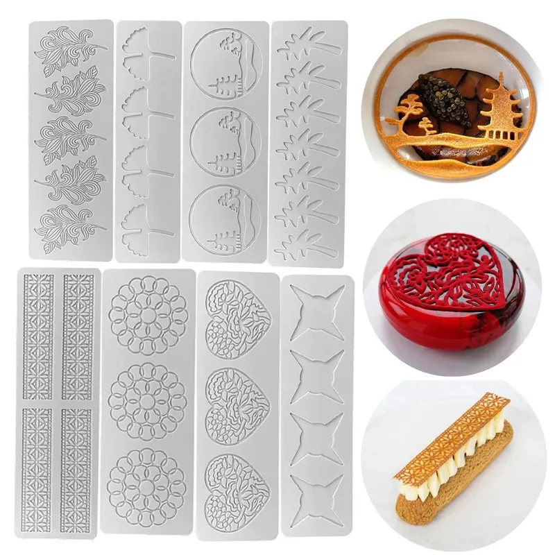 Moulds Chinoiserie Cool Pavilion Sugar Flipping Lace Pad DIY Leaf Flower Swan Chocolate Thin Crisp Cake Decoration Baking Silicone Mold