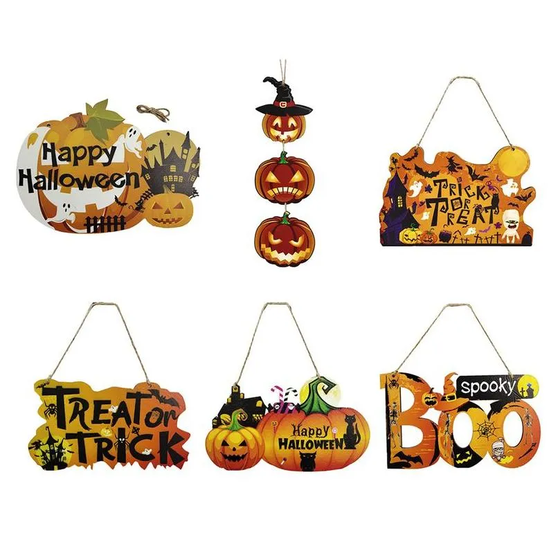 Andere feestelijke feestartikelen Happy Halloween Ornaments Boo Pumpkin Door Treat of Trick Pendant for Diy Decorations 220922 Home InsuSh Dhka9